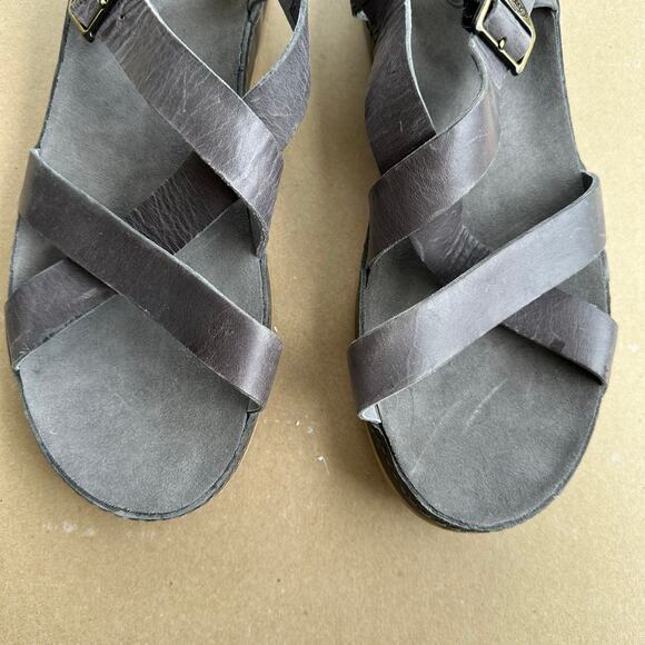 Chaco Wayfarer Classic Z Strap Sandals Women Size 11 Grey Leather Flat Comfort - Picture 6 of 9